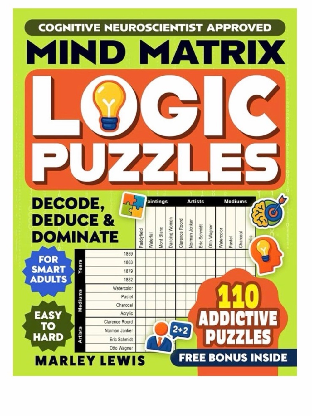 NWT ⚜️🧩⚜️ Mind Matrix - Grid Logic Puzzles for Adults and Teens: 110 puzzles
